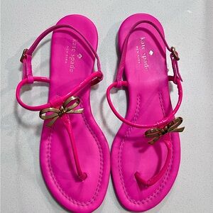 KATE SPADE NEW YORK Womens Hot Pink Piazza Leather Thong size 8